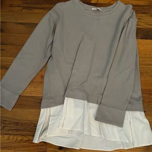Eri and Ali taupe/white sweater shirt tunic